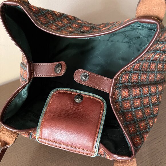 Rare Longchamp  Wool/Leather Tote Bag - Picture 11 of 12